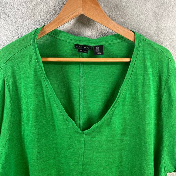 Tahari 100% Linen Tee Womens 1X Plus Size Lightweight Gauzy Beachy - Picture 4 of 12